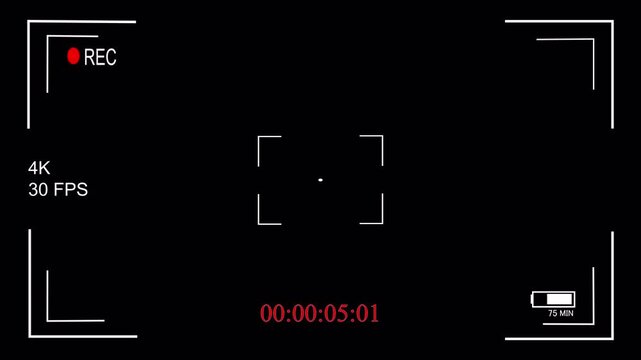 Camera recording screen overlay on a transparent background ,alpha channel , 4k video