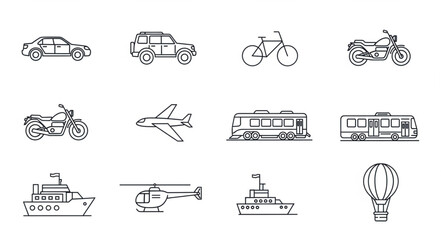 Collection of Hand Drawn Transportation Icons Vector Art. © Guling