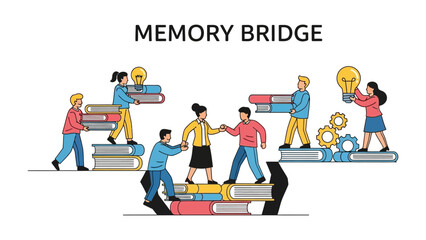 Bridging Thoughts: A stylized illustration depicting individuals collaborating to construct a bridge across a conceptual divide. © MahfujaSultana