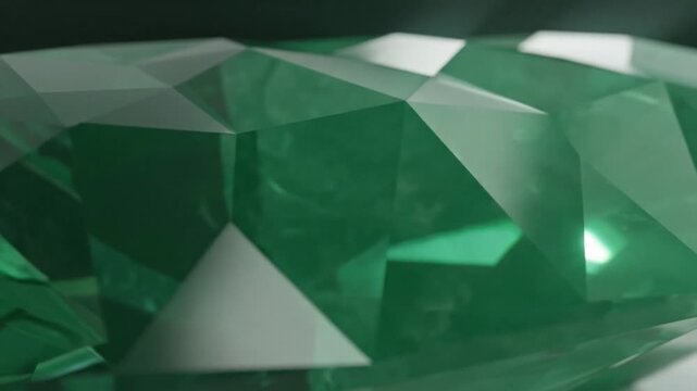 Abstract geometric green crystal surface with reflective facets
