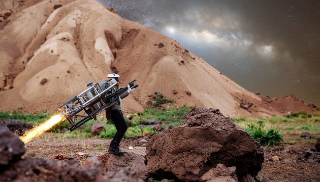 Industrial Space Drone Mining Asteroid with Lasers
