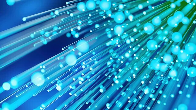 Fiber Optic Network Infrastructure Blue Light Abstract Technology Streaks