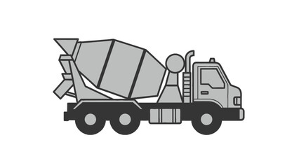 Fototapeta premium Cement Mixer Truck Vector Illustration - Flat Industrial Construction Vehicle Icon Isolated on White Background