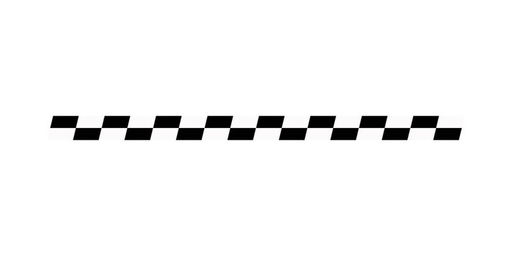 A thin horizontal line of black and white checkered pattern isolated on a transparent background