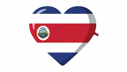 Fototapeta premium Heart Shaped Costa Rica Flag Emblem Symbol of Love and Travel.