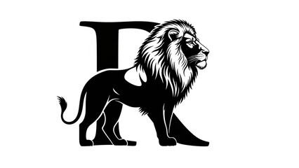Obraz premium letter_R_formed_as_a_majestic_lion_silhouette_on_a