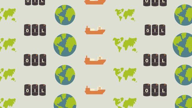 Global Oil Trade and Logistics Seamless Pattern Background, transportation concept.