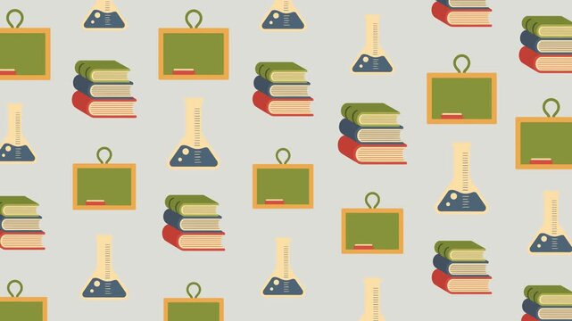 Back to School Educational Supplies Seamless Pattern Background, learning concept.