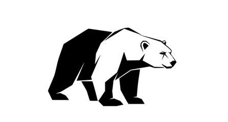 Naklejka premium Geometric polar bear silhouette walking vector modern abstract wild animal design isolated on white background