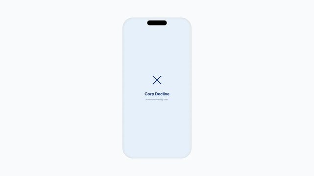 Corporate Style Mobile App Interface Displaying Confirmation Request And Professional Action Declined Error Message