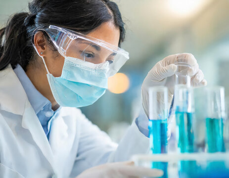 Scientist analyzing samples in laboratory
