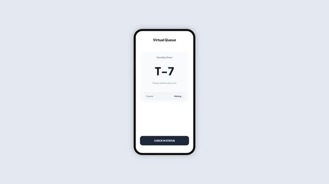 Virtual Queue Management System Interface on Smartphone Screen for Standby Driver Service Status