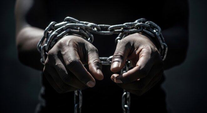 Hands in Chains A Symbol of Bondage and Restriction.