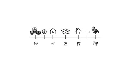 Fototapeta premium Financial Planning Timeline: Savings, Education, Homeownership, Retirement