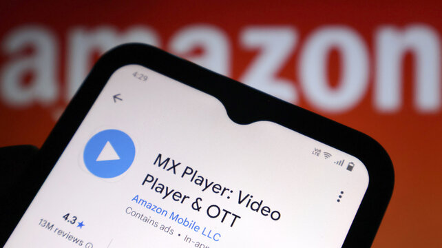 A smartphone displaying a video player app on the Amazon store