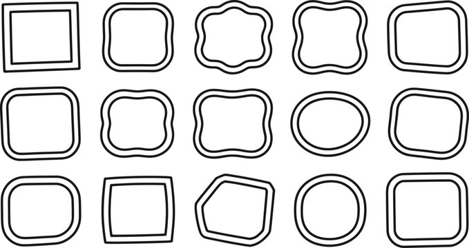 Cute Hand Drawn Doodle Frames with Cartoon Borders and Abstract Shapes