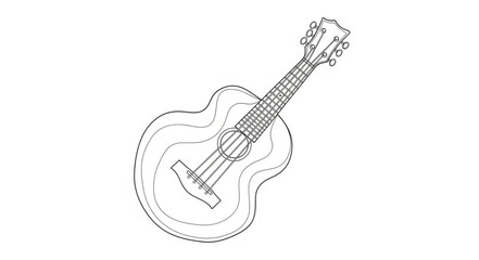 Fototapeta premium Acoustic guitar line art drawing illustration.