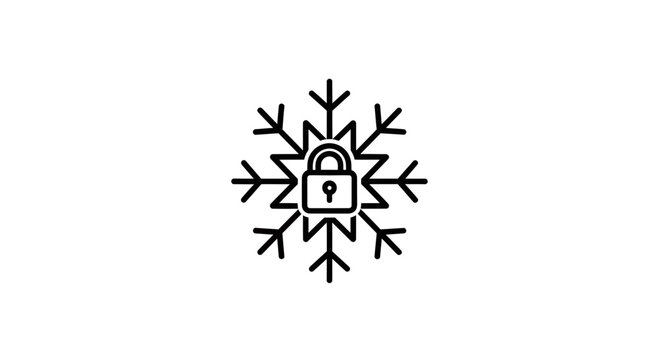 Secure Snowflake Icon: Winter Security, Cold Protection, and Data Privacy Concept