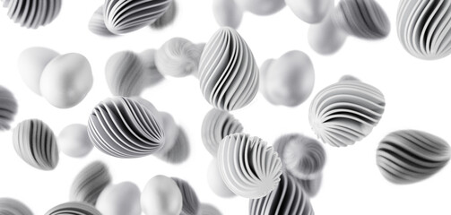 Abstract artwork featuring floating textured objects in a minimalist style on white background, creating a sen © vegefox.com