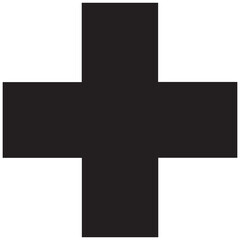 Obraz premium Black cross symbol, medical icon, healthcare sign, vector graphic