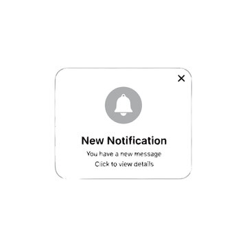 Notification alert message pop up.