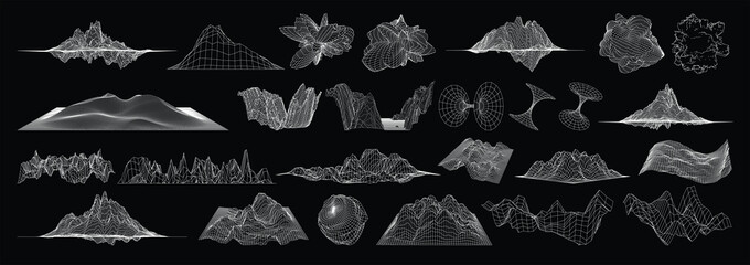 wireframe topo elements vectors © Md.Monir