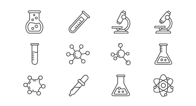 Laboratory Equipment Science Icons Set.
