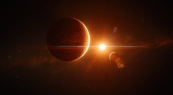 Stunning Solar Eclipse Over Mars with Phobos and Deimos Visible.