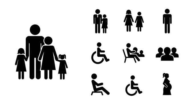 Black icons of people with disabilities.