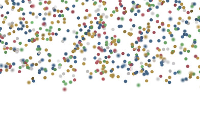 Fototapeta premium Abstract colorful confetti falling on a white background. Perfect for celebration, party, and festive designs. Isolated