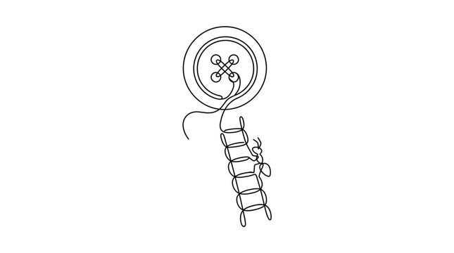 Continuous Line Drawing of Button Thread Ladder and Climbing Ant Minimalist Vector