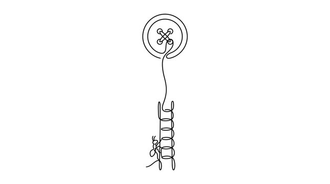 Continuous Line Drawing of Button Thread Ladder and Climbing Ant Minimalist Vector