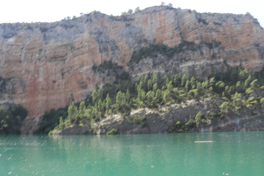 Pine Forest on Limestone Cliffs by Cortes de Pallas Reservoir