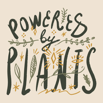 Plant based for the planet vegan lettering vector, hand-drawn brush calligraphy quote, minimalist eco-friendly lifestyle illustration, sustainable green living graphic design