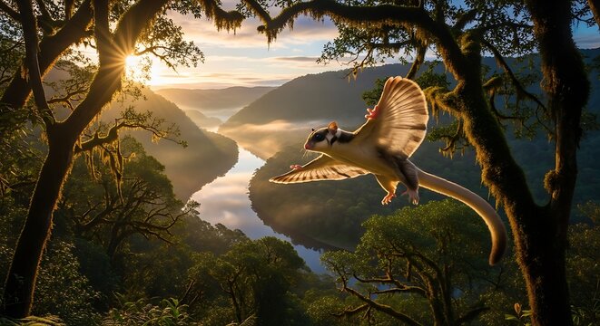 Microraptors Dawn Flight - A Glimpse into the Cretaceous Skies.