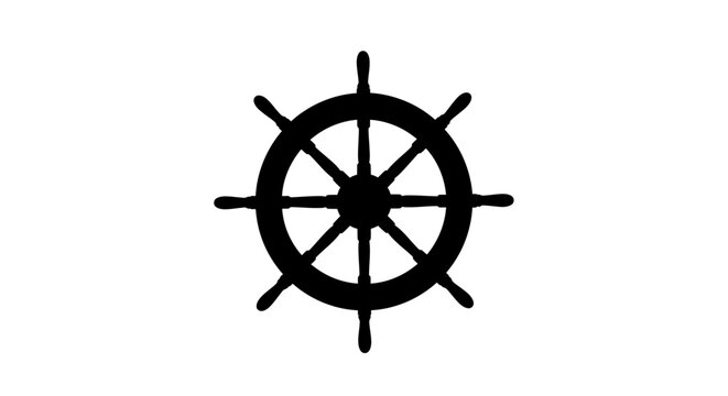 Black ship helm wheel icon symbol.