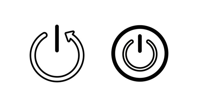 Reboot system and restart device power icons with computer technology circular operation electronics illustration minimalist interface application software settings function