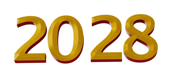 3D render of the year 2028 in gold, perfect for new year greetings and future related projects. Isol © vegefox.com