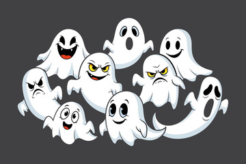 Obraz premium vector background spooky dark illustration icons characters emotions