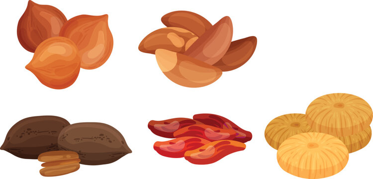 Assorted nuts including almonds and cashews, transparent background