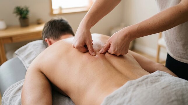 Deep tissue massage focusing on muscular tension relief and relaxation in a serene spa setting for holistic wellness.