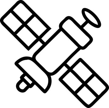Satellite vector line icon representing communication, broadcast and global connection.