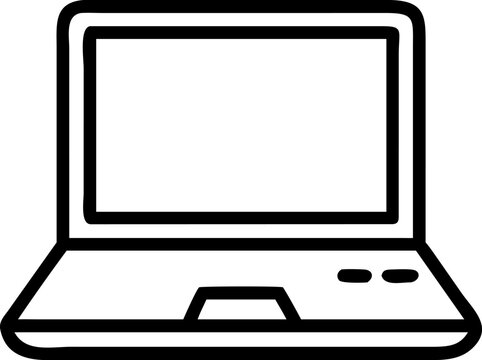 Laptop vector line icon symbolizing computer, digital work and technology.