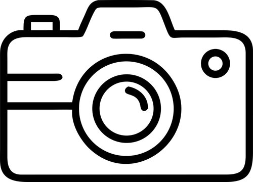Photo camera vector line icon symbolizing photography, capture and multimedia.