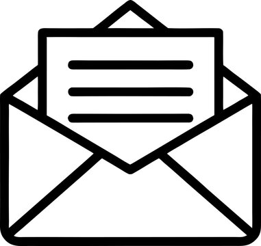 Envelope vector line icon with letter, symbolizing email, message and communication.
