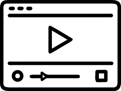 Video player vector line icon representing playback, streaming and multimedia.