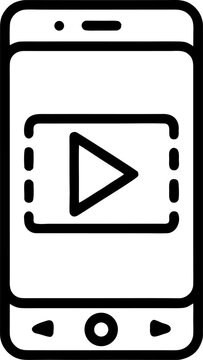 Smartphone vector line icon with play symbol, representing mobile video and streaming.