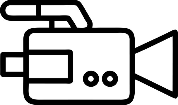 Video camera vector line icon symbolizing film, recording and multimedia.