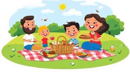 Fototapeta premium Happy Family Picnic in a Sunny Park
