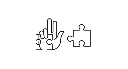 Obraz premium Hand holding puzzle piece solution.